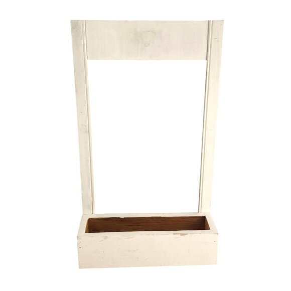 White Wooden Wall-Mounted Planter Frame With Rectangular Box For Indoor/Outdoor - Picture 1 of 14